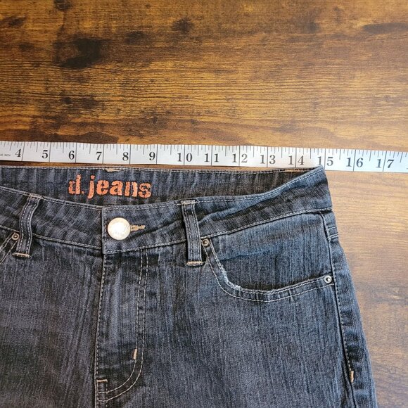 Vtg D Jeans 8 Bootcut Floral Embroidered Charcoal Black Wash Denim Boho Western - Picture 5 of 10